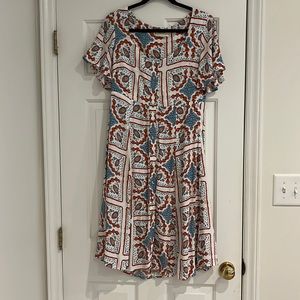 Anthropologie Maeve Praslin Lion midi flutter sleeve dress